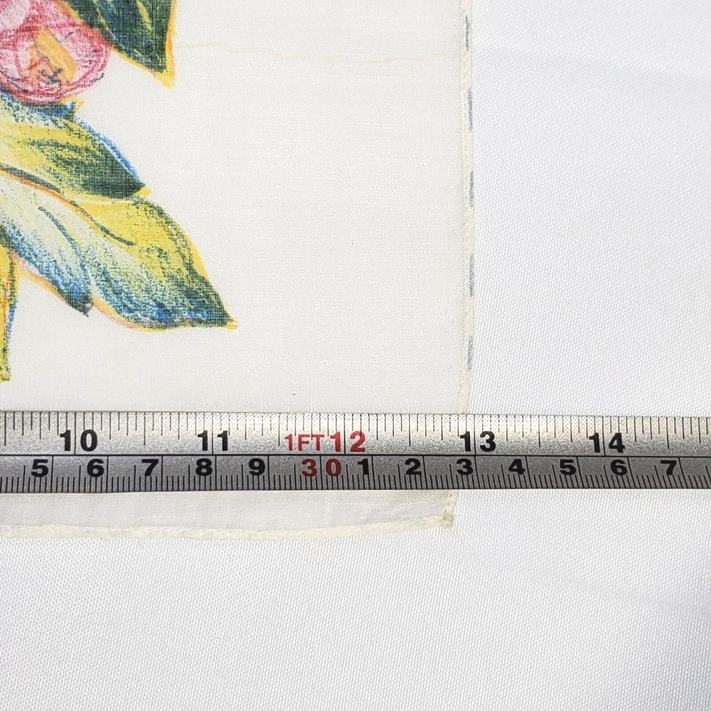 Vintage Floral Print Handkerchief 13"‎ Square Cotton Blend Pink Yellow Flowers - Picture 5 of 8